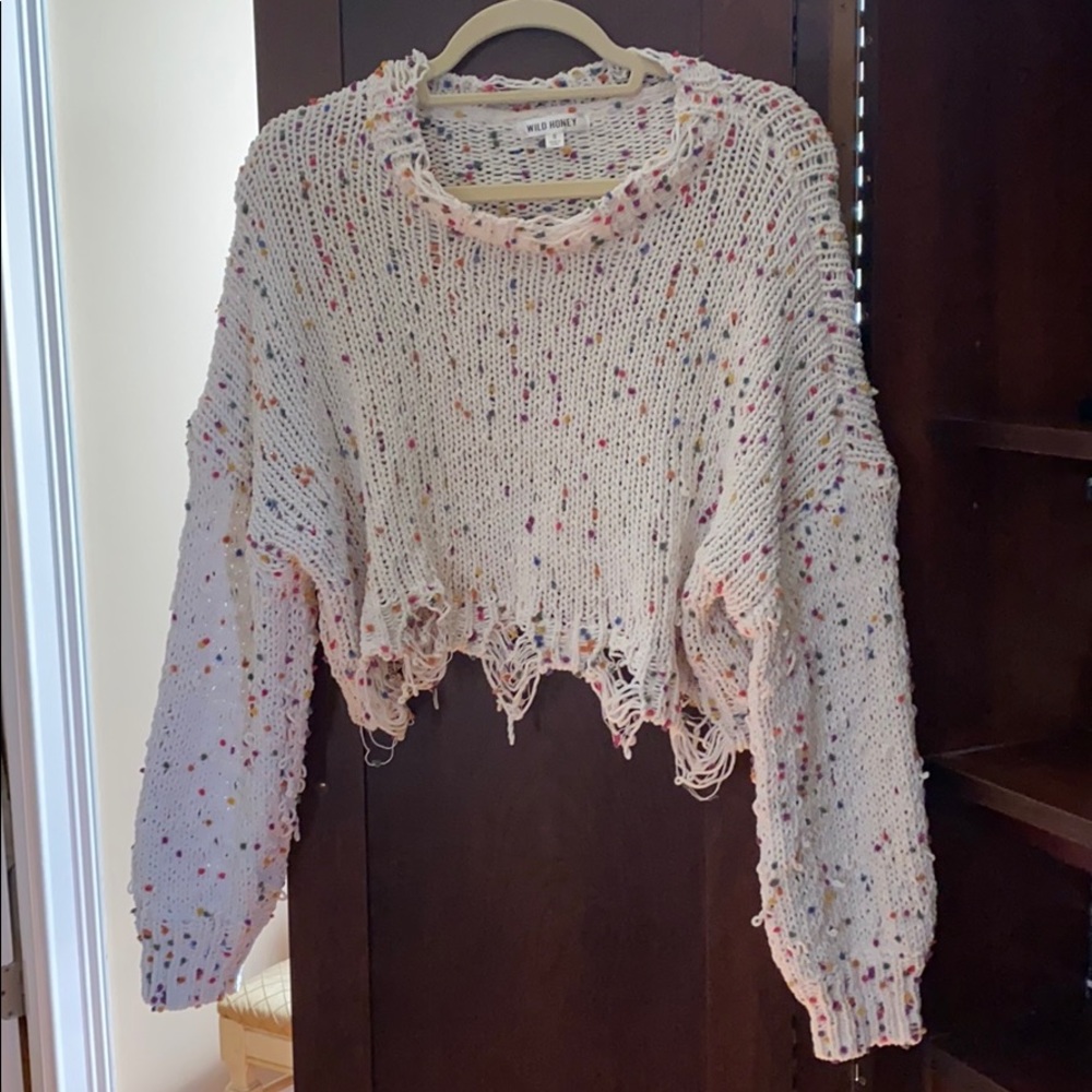 Wild Honey Cropped distressed sweater